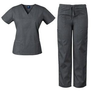 Medgear Women's Scrubs Set Medical Uniform - 4 Pocket Top and Multi Pocket Pants - 1 of 4