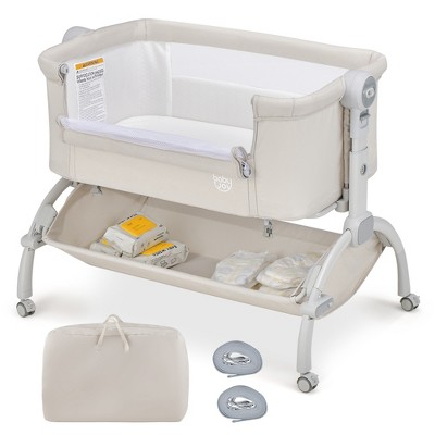 Image of Babyjoy 3-in-1 Portable Baby Bassinet Bedside Sleeper Cradle with Mattress& Storage Basket