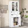 TIRAMISUBEST Tall Bathroom Storage Cabinet, Cabinet with Four Doors and Drawers, Adjustable Shelf, MDF Board - 2 of 4