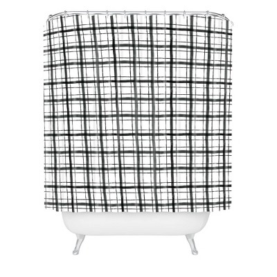 Dash and Ash Painted Plaid Shower Curtain Black/White - Deny Designs