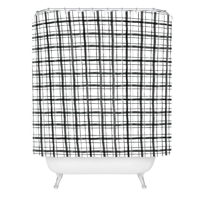 Dash and Ash Painted Plaid Shower Curtain Black/White - Deny Designs, 1 of 5