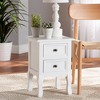 Caelan Wood 2 Drawer Nightstand White - Baxton Studio: Traditional Style, MDF Frame, No Assembly Required - 2 of 4