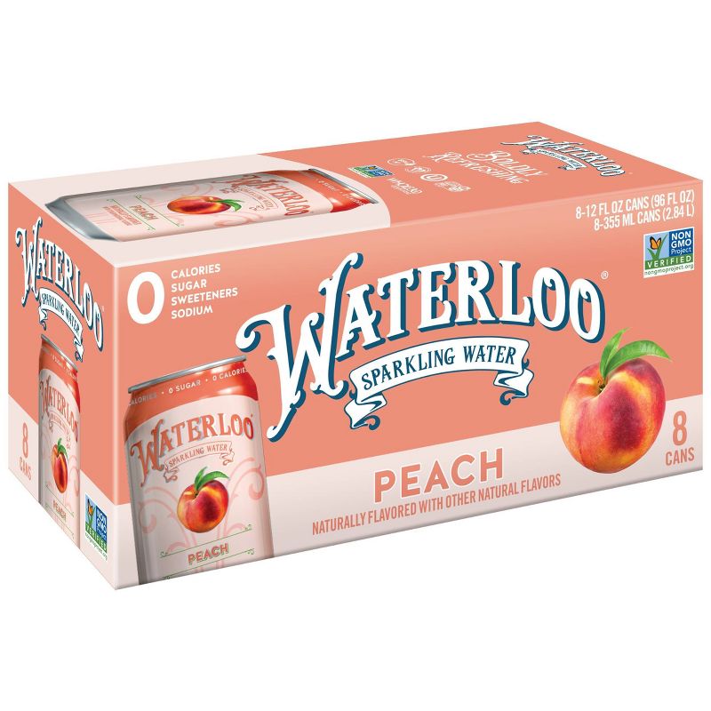 Waterloo Peach Sparkling Water - 8pk/12 fl oz Cans, 1 of 9