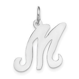 Black Bow Jewelry 14k White Gold, Sophia Collection, Small Script Initial M Pendant - 1 of 4