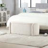 NicBex Oval Corduroy Storage Ottoman Bench,Upholstered Storage Ottoman with Safety Hinge,Modern Storage Bench for Living Room,Bedroom,Beige - 2 of 4
