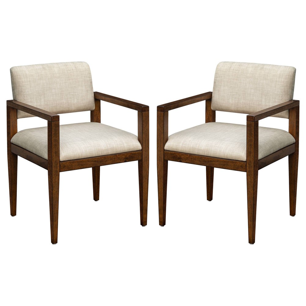 Photos - Sofa Set of 2 Benson Upholstered Dining Chairs with Arms Beige - Ink+Ivy