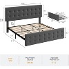Boho Farmhouse Full, Queen, King Size Bed Frame with 4 Storage Drawers and Linen Upholstered Headboard, Wooden Slats, Button Tufting - 2 of 4