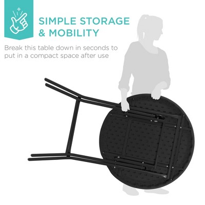 Black Round Metal Folding Table for Indoor Outdoor Use