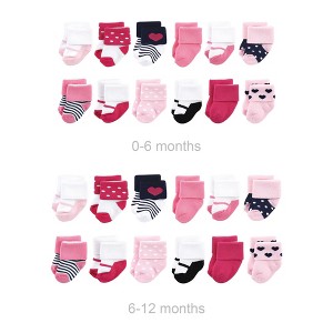 Luvable Friends Infant Girl Grow with Me Cotton Terry Socks, Navy Mary Janes, 0-6 and 6-12 Months - 1 of 2