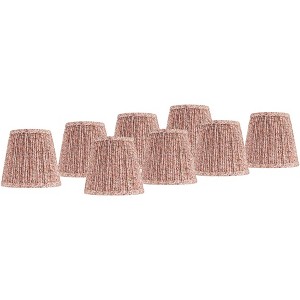 Springcrest 4" Top x 6" Bottom x 5 1/2" High x 5 1/2" Slant Lamp Shade Replacement Set of 8 Small Pink Blue Empire Modern Shirred Pleated Clip On - 1 of 4