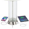 360 Lighting Watkin Modern Table Lamps Set of 2 with Round Risers 28 1/2" Tall Clear Glass USB and AC Power Outlets in Base White Drum Shade for Home - 3 of 4