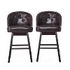 Sapphtopaz Swivel Bar Stools Set of 2 with Button Tufted&Nailhead Trim Backrest PU Upholstered Barstools with Footrest Chairs for Kitchen Island - 2 of 4