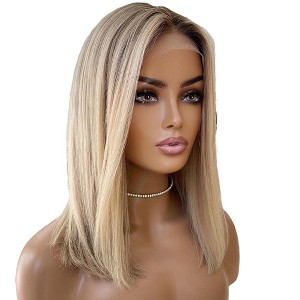 Jessie's Wig Bob Straight hair 5x5 Lace Wig Ombre Ash Blonde Color 12-16 Inch - 1 of 4