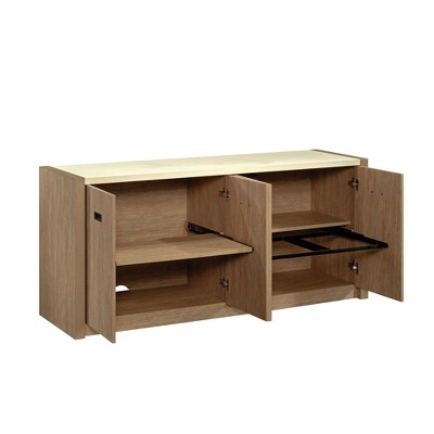 Brushed Oak and Pebble White 66'' 2-Drawer Credenza