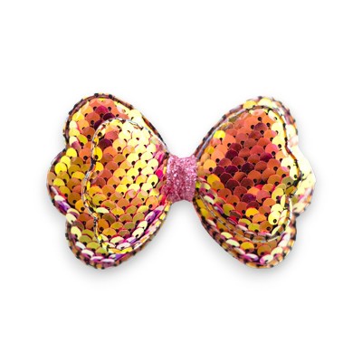 Summer Crystal - Sequin Glitter Stuffed Bow Alligator Clip - 1 Pack