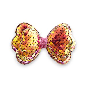 Summer Crystal - Sequin Glitter Stuffed Bow Hair Clip - 1 Pack - 1 of 4