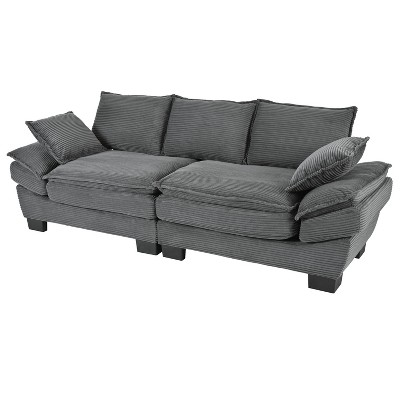 NicBex 80.3 Inch Modern Corduroy Curved Sofa,Upholstered Couch with 2 Throw Pillows for Living Room,Bedroom,Office,Apartment