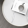 POVISON Modern Drum Coffee Table, Sintered Stone Coffee Table with PU Leather and Aluminum Alloy Base, White, 27.56" - 4 of 4