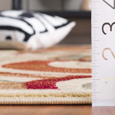 Ivory and Multi Synthetic Retro Rectangle Area Rug