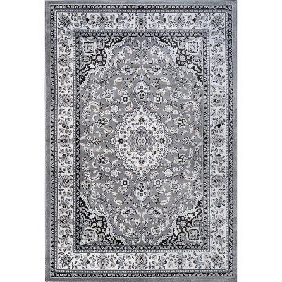 Gray and Ivory Medallion Synthetic 8' x 10' Area Rug