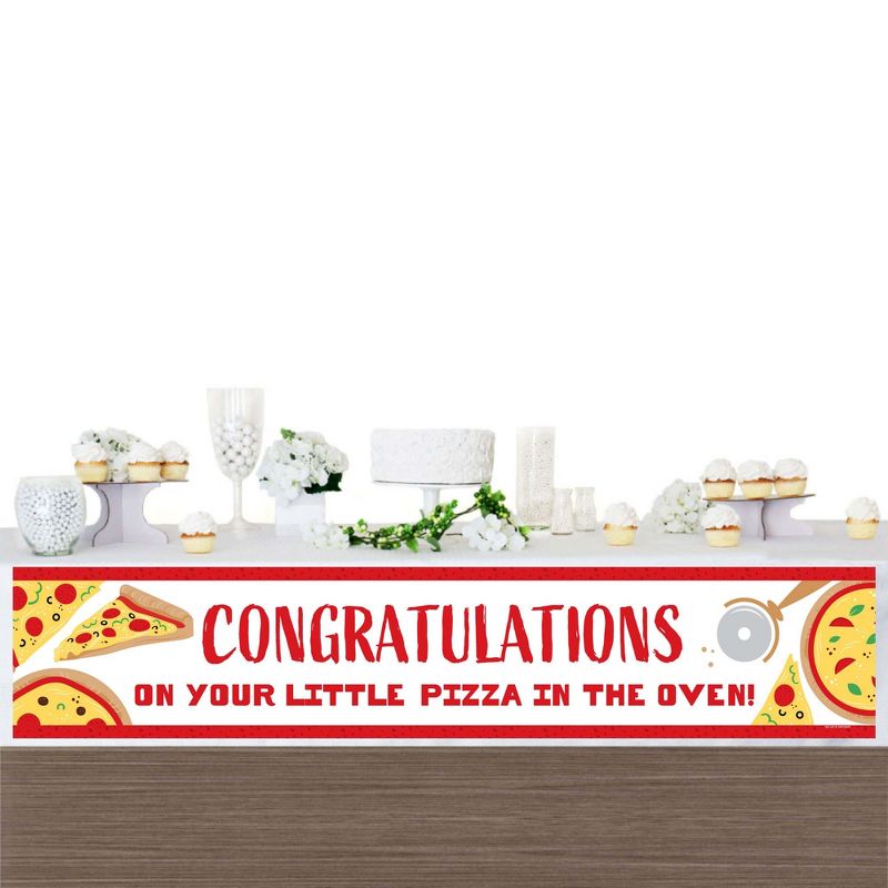 Big Dot of Happiness Pizza Party Time - Baby Shower Decorations Party Banner, 3 of 8