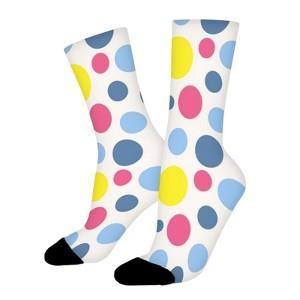 Retro Colorful Dot Women Printed Crew Socks Funny Funky Socks Soft Polyester Novelty Gifts for Artists Men - 1 of 1