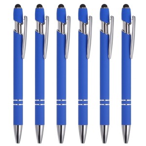 Unique Bargains Metal Black Ink Medium Point Touch Screens Ballpoint Pen Style 1 6 Pcs - 1 of 4