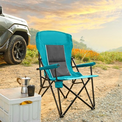 High Back Heavy Duty Lawn Chair Support 250Lbs, Portable Collapsible Chair With Cup Holder, Camping Chair Folding For Outdoor-Cuddlewood