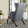 Fabric Upholstered Wingback Accent Chair with Curved Armrests, High-Back and Brushed Bronze Legs - 3 of 4