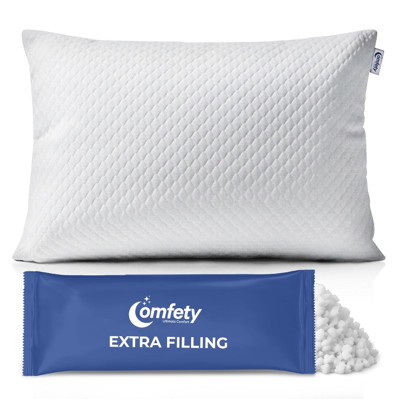 Memory Foam Pillow, Breathable Adjustable Firm Pillow with Shredded Memory Foam Fill, Supportive Pillows for Back & Side Sleepers with Washable Cover