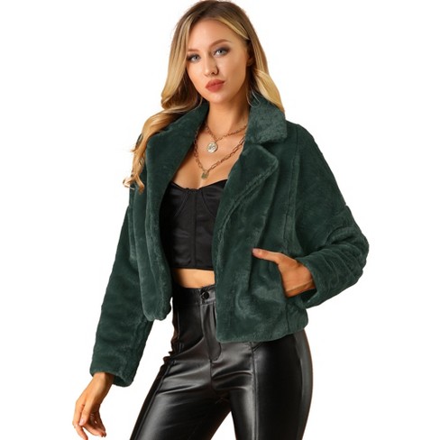 Women's green fur on sale coat