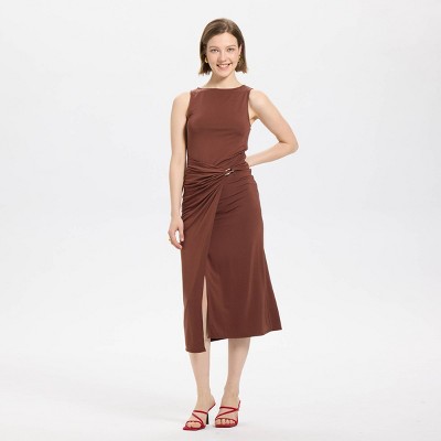 Women's Draped Sheath Midi Bodycon Dress - A New Day™
