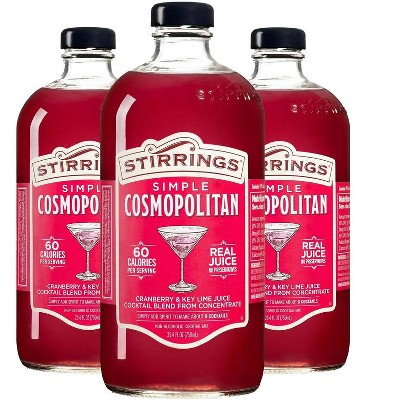 Stirrings Simple Cosmopolitan Cocktail Mix 750ml Bottles - Real Juice No Preservatives - 60 Calories - Drink Mixer
