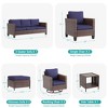 Sonkuki 8-Piece Patio Conversation Set, Outdoor Furniture Set with 4 Rattan Swivel Rocking Chairs, Side Table, Ottoman and Navy Blue Cushion - 2 of 4
