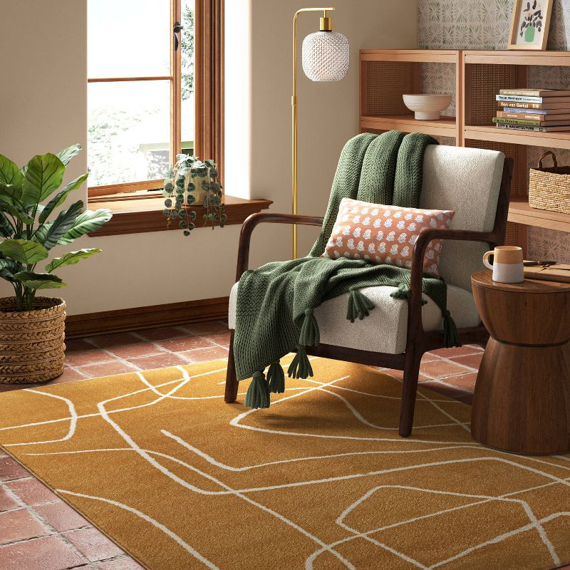 Abstract Lines Rug Mustard - Threshold™, 2 of 5