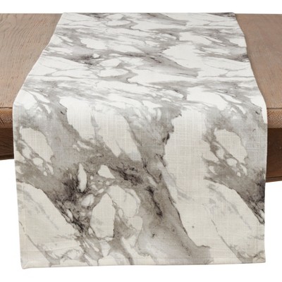 Saro Lifestyle Marble Print Runner, 16"x72", Grey