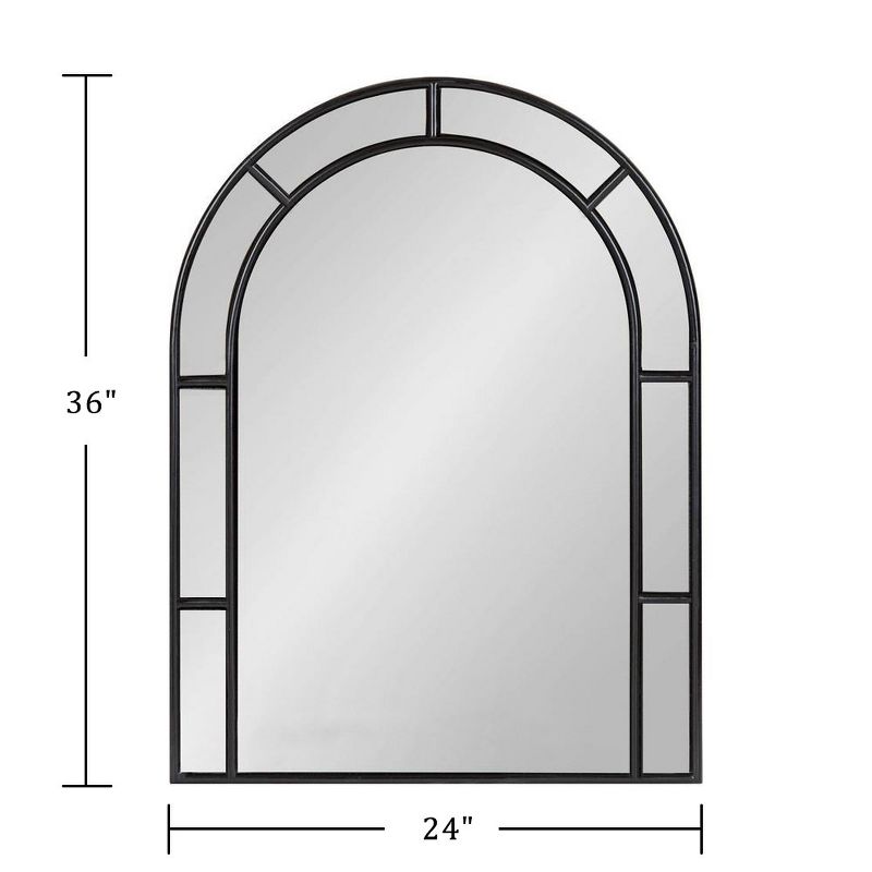 Neutypechic Metal Framed Arch Top with Window Panel Decorative Wall Mirror - 36"x24", Black, 4 of 7