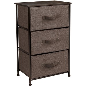 Sorbus Nightstand with 3 Drawers - Steel Frame, Wood Top & Easy Pull Fabric Bins - Perfect for Home, Bedroom, Office & College Dorm - 1 of 4