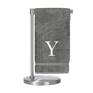 BC BARE COTTON Monogrammed Bath Towel, Personalized Gift, Set of 2 - Gray - Silver Block - 1 of 1
