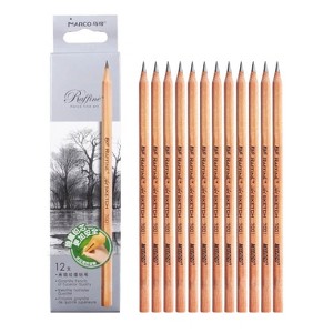 12pcs /Box Marco 7001 Sketch Pencil Children Original Wooden Word Learning Stationery Art Calligraphy Drawing Pencil, Lead hardness: B - 1 of 4