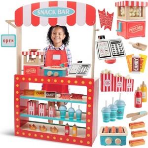 Svan Movie Theatre Snack Bar Wooden Playset- Pretend Concession Stand Fun- Set includes Sodas Cash Register Credit Card & More- Great Gift for Kids 3+ - 1 of 4