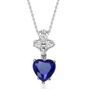 Guili Sterling Silver Heart Pendant Necklace with CZ in White, Green, Red, or Blue—A Sparkling and Elegant Piece for Any Occasion. - 1 of 3