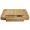 MegaChef Bamboo Charcuterie Cheese Board with Slide Out Drawer with Cheese Utensils, Bottle Opener, and 3 Piece Mini Chalkboard Set - 3 of 4