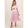 Pinkblush Light Pink Smocked Tiered Tulle Maternity Midi Dress - 3 of 4