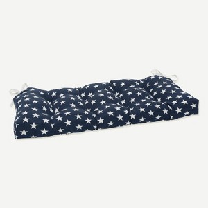 48" x 18" Outdoor/Indoor Tufted Bench/Swing Cushion Macey Americana Blue - Pillow Perfect - 1 of 4