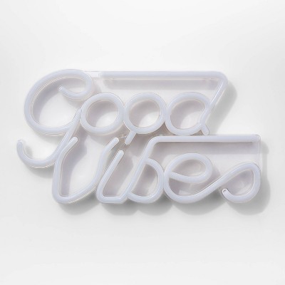 Good Vibes LED Neon Wall Sign White - Room Essentials™