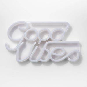 Good Vibes LED Neon Wall Sign White - Room Essentials