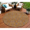 Copper Beige And Taupe Floral Washable Indoor Outdoor Area Rug - 2 of 4