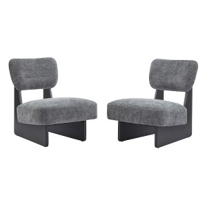 TiramisuBest [Set of 2] Modern Beige Lounge Chairs with Polyester Upholstery & Sturdy Black Wood Base,Stylish Living, Bedroom, Office Seating - 1 of 4