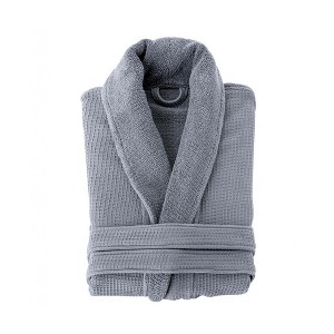 Grund Ocean Isle 100 Percent Organic Turkish Cotton GOTS Certified Ultra Soft Quick Absorbing Towel Bathrobe, Large, Slate Gray - 1 of 4